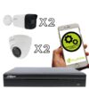 Kit 4K con 2 cámaras bullet y 2 cámaras domo