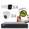 Kit 4K con 4 cámaras bullet y 4 cámaras domo